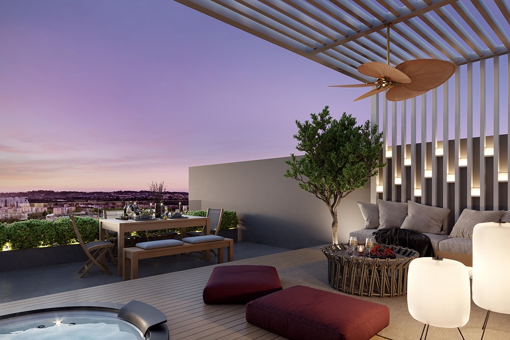 4 Bedroom - Roof garden offering peaceful sunset vistas